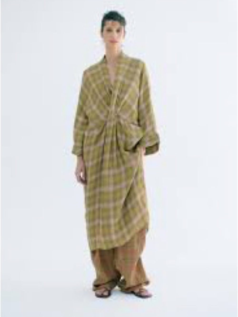 ZW Collection. NWT. Green Linen Plaid Caftan. LG
